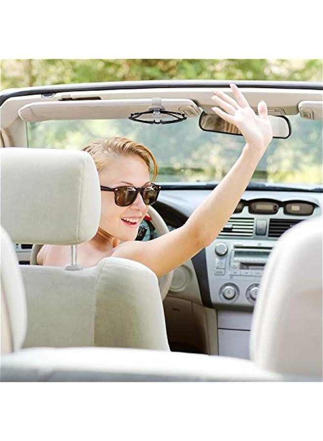 2 Packs Sunglasses Holder for Car Universal Visor Sunglasses Holder Clip Leather Eyeglasses Hanger and Ticket Card Clip Eyeglasses Mount for Car(Gray) - Image 2